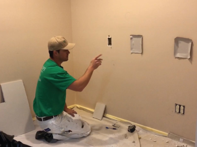 Measuring and sizing drywall scrap for repair
