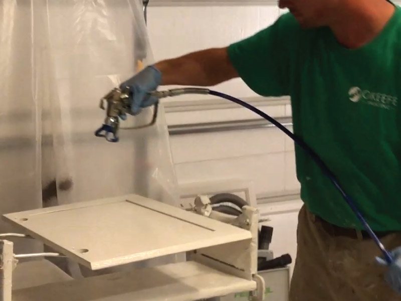 Spraying doors off site using Graco 312 fflp spray tip