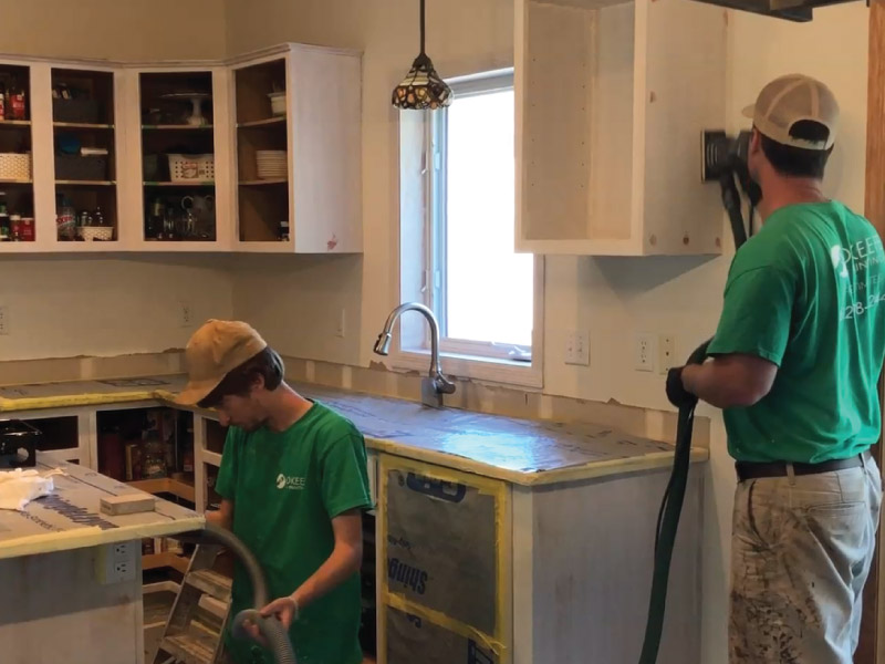 Sanding prime coat on cabinets with festool rts 400