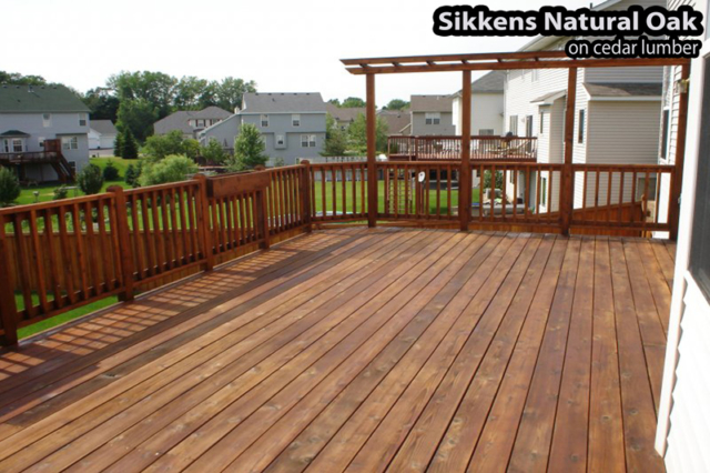 Lakeville wood deck stained with Sikkens Natural Oak