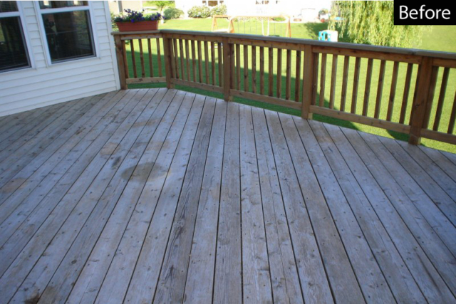 Deck raw and damaged from sun