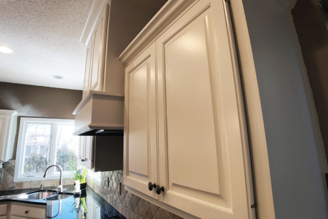 Benjamin Moore White Dove applied to kitchen cabinets