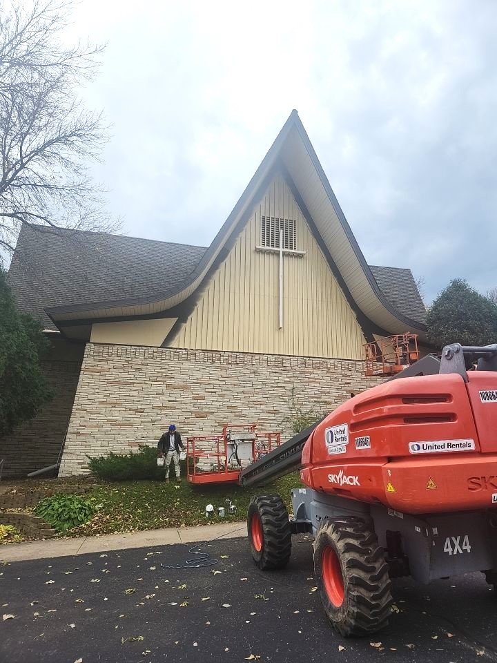 Commercial lift for painting exterior church
