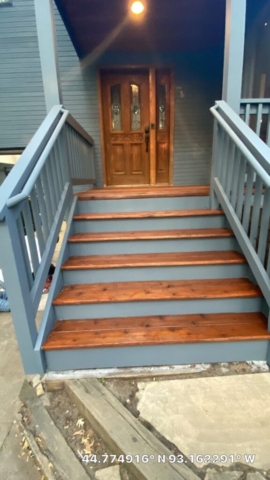Detailed two toned deck stain application